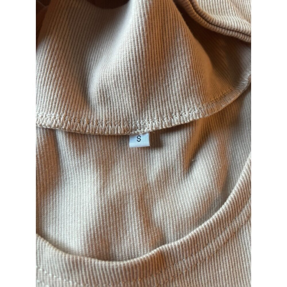 Women's Tan Turtle Neck Long Sleeve Mid Length Dress - Picture 5 of 8